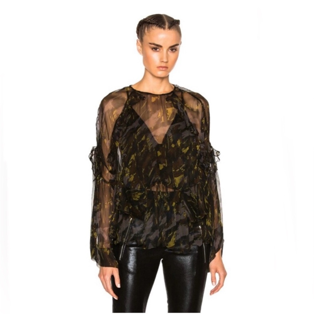 IRO Elegant Black and Yellow Viscose Women's Top. Size 8-10